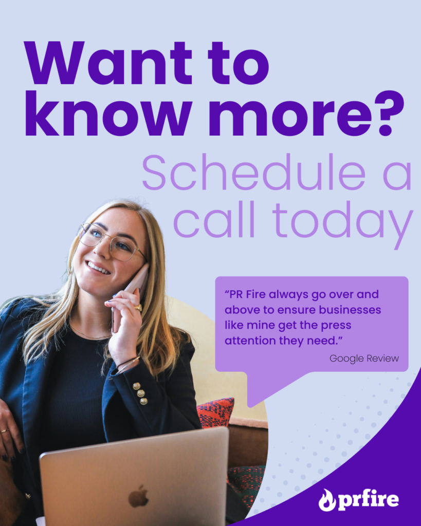 Home 1 An image with a woman on the phone having a discovery call with PR Fire